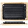 H&H 729959 Griglia Ghisa, Base Legno, cm 18x27, Nero