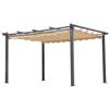 Pergola In Alluminio Apribile Con Telo Copertura Retrattile Ecrù Gazebo 4x3