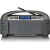 Lenco ODR-159 Radio da cantiere Dab+ - Bluetooth 5.0, ricevitore FM IP54, impermeabile - 15 W - Batteria RMS - con caricatore - AUX-in - USB - 5000 mAh - Grigio