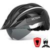 VICTGOAL Casco da ciclismo da uomo e donna, con visiera magnetica rimovibile, traspirante, con 21 canali di ventilazione, casco da bicicletta regolabile