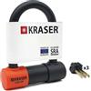 KRASER KR85S Lucchetto a U Blocco Ruota, Alta Sicurezza Testata, Omologato SRA, Arco 85x125mm ø18mm Doppio Chiusura, Serratura Anti-Grimaldello, Antifurto U Lock per Moto, Scooter
