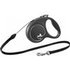 Flexi Guinzaglio per Cani in Corda S 5 mt fino a 12 Kg Black Design, nero