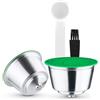 RECAFIMIL Capsules rechargeables Filtres à dosettes de café réutilisables compatibles avec les brasseurs Dolce Gusto avec cuillère et brosse (2 capsule)