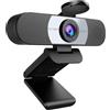 EMEET Webcam Full HD - Webcam C960 1080P con Copriobiettivo e Doppio Microfono, Videocamera per Streaming a 90° con Correzione Automatica della Luce, Plug & Play, per Linux, Win10, Mac OS