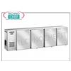 Banco frigo bar 4 porte, Ventilato, Temp. +2+8 - in Acciaio Inox. Lungo cm 274