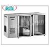 Banco frigo bar 2 porte vetri, Ventilato, in Acciaio Inox