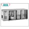 Banco frigo bar 3 porte vetri, Ventilato, in Acciaio Inox