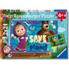 Ravensburger - Puzzle Masha e Orso, Idea Regalo per Bambini 4+ Anni, Gioco Educativo e Stimolante, 2 Puzzle da 24 Pezzi, 26x18 cm