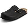 VITAFORM® Zoccoli da Uomo e da Donna, Pelle Pieno Fiore, Plantare anatomico particolarmente ammortizzato, purissimo Sughero Naturale, Scarpe Fatte a Mano, Nero 46
