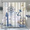 Bonhause Tenda Doccia Nautico Oceano Ancora Faro Barca a Vela Bussola 180 x 200 cm Tende per Doccia in Poliestere Impermeabile Antimuffa Lavabile Tende Bagno con 12 Ganci