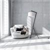 Paco Home Lampada Terra Ufficio Lampada Tavolo Vintage Deco Soggiorno Paralume Lampada Lettura Comodino Braccio E27, Tipo di lampada: Lampada da terra - Nero, Colore:Bianco (Ø38cm)