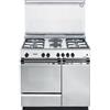 DELONGHI De Longhi SEX 8542 N ED Linea Smart Cucina a Gas Libera Installazione Forno Elettrico 4 Fuochi + 2 Piastre Elettriche Classe energetica B Grill Elettrico Coperchio in Cristallo 3 Funzioni 86 cm Acciaio Inox