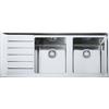 Franke: Lavello due vasche con gocciolatoio a sinistra Neptune Plus NPX 621 101.0068.381 finitura inox satinato da 116x51 cm
