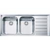Franke PRONTA CONSEGNA - Franke: Lavello due vasche con gocciolatoio a destra Neptune NEX 621 101.0040.734 finitura inox satinato da 116x51 cm