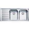 Franke: Lavello due vasche con gocciolatoio a sinistra Neptune NEX 621 101.0040.736 finitura inox satinato da 116x51 cm