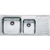 Franke: Lavello due vasche con gocciolatoio a destra Galassia GAX 621 101.0017.506 finitura inox satinato da 116x50 cm