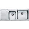 Franke: Lavello due vasche con gocciolatoio a sinistra Galassia GAX 621 101.0017.504 finitura inox satinato da 116x50 cm