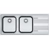 Franke PRONTA CONSEGNA - Franke: Lavello due vasche con gocciolatoio a destra Smart SRX 621 101.0356.895 finitura inox satinato da 116x50 cm
