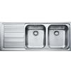 Franke: Lavello due vasche con gocciolatoio a sinistra Logica Line LLL 621 101.0086.284 finitura dekor da 116x50 cm