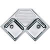 Franke: Lavello due vasche con gocciolatoio Angolo PNX 621-E 101.0021.585 finitura inox satinato da 90x90 cm