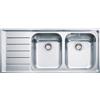 Franke: Lavello due vasche con gocciolatoio a sinistra Neptune NEX 221 127.0059.719 finitura inox satinato da 116,4x51,4 cm