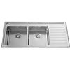 Alpes Lavello filotop a due vasche LFPS 5117/2V1S con gocciolatoio a destra in acciaio inox da 117x51 cm