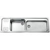 Alpes Lavello da appoggio a due vasche A5-5158/2C1V1V8 con vasca da 8 cm a destra in acciaio inox da 158x50 cm