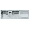 Alpes Lavello semifilo a due vasche con bacinella e gocciolatoio a destra F 5149/2V1B1S in acciaio inox da 149x51 cm