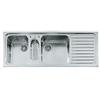 Alpes Lavello semifilo a due vasche F 5134/2V1B1S con bacinella e gocciolatoio a destra in acciaio inox da 134x51 cm