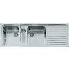 Alpes Lavello semifilo a due vasche F 5159/2V1B1S con bacinella e gocciolatoio a destra in acciaio inox da 159x51 cm