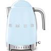 Smeg linea Anni '50 Smeg Bollitore elettronico a temperatura variabile KLF04PBEU finitura azzurro con logo Smeg 3D
