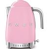 Smeg linea Anni '50 PRONTA CONSEGNA - Smeg Bollitore elettronico a temperatura variabile KLF04PKEU finitura rosa con logo Smeg 3D -