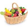 Janod - Cestino di 24 Frutti e Verdure - Giocattolo Imitativo Cestino della Spesa - Ideale per Giocare al Negoziante - Da 3 Anni in Su, J05620
