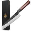 MITSUMOTO SAKARI Coltello da Cucina da 23 cm Kiritsuke Forgato a Mano | Coltelli da Carne in Acciaio ad Alto Tenore di Carbonio, Coltello Giapponese prof, Manico in Palissandro e Confezione Regalo