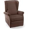 Poltrona luna con recliner e alzata elettrica in tessuto marrone, 75x84x107 cm