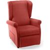 Poltrona luna con recliner e alzata elettrica in tessuto rosso, 75x84x107 cm