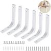 SAMSYOKI 6pcs Staffe per Mensole Pesanti, Reggimensole Pesanti da Muro in Acciaio con Viti Supporti per Mensole Metallo a L per Appendiabiti Portaoggetti Scarpiera Libri 150 * 125mm Bianco