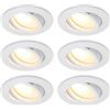 HCFEI 6x Faretti LED da Incasso Bianco per cartongesso, Orientabile con Porti Luce Bianco Caldo 5W Pari a 50W 3000K Dimmerabile Angolo a Fascio 120 Gradi AC 230V