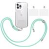TBOC Pack: Cordino Catenella Laccio Strap Porta Cover [Verde Acqua] + 2 Toppe di Fissaggio aggiuntive Telefono Cellulare Collo - Tracolla Catenina cordini Phone Cellulari Universale Laccetti