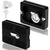 UGBO Piastra a Sgancio Rapido Fotocamera Quick Release Plate Universale PU-50 in Metallo con Vite 1/4" Compatibile per Arca Swiss Treppiede Testa a Sfera (2 pezzi)