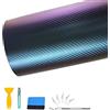 CompraFun Pellicola Wrapping Auto, 300 x 30cm Blu Viola Pellicola Carbonio Adesivi Fibra di Carbonio Impermeabile Senza Bolle, Wrapping Pellicole Protettive per Vernici per Auto, Moto, Bici