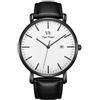 BUREI Vigor Rigger Orologi analogici al quarzo da uomo Orologi ultra-sottili e minimalisti con datario e cinturino in acciaio inossidabile (white)