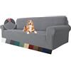 MAXIJIN Fodera per divano super elasticizzata per divano a 4 posti, fodere per divani extra large Jacquard Pet Dog Furniture Protector Fodera per divano aderente (4 posto, Grigio Chiaro)