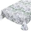 ANRO Tovaglia cerata, tovaglia in tela cerata, lavabile, rotonda, ovale, rettangolare, per interni, esterni, giardino, 180 x 140 cm, motivo con foglie argento e verde
