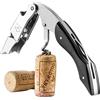 Aubeifou Cavatappi con Manico di Legno, tagliacapsule Professionale per Camerieri Apri Bottiglia Vino (Nero)