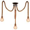 Hotloop Lampadario Corda Canapa Lampada a Soffitto Industriale Vintage con 3 Portalampada, Lampada Corda E27 Sospensione in Legno Lampada Stile Country per Lampada Edison Tavolo da Pranzo Ristorante