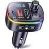 Mohard Bluetooth Auto, QC3.0 & PD 18W USB C Trasmettitore FM Bluetooth Auto, Supporto Chiamate Vivavoce Adattatore Radio Veicoli Kit Cavi per Amplificatori Hifi, 9 RGB Retroilluminati Siri Assistant
