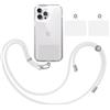 TBOC Pack: Cordino Catenella Laccio Strap Porta Cover [Bianco] + 2 toppe di fissaggio aggiuntive Telefono Cellulare Collo - Tracolla Catenina cordini Phone Cellulari Telefoni Universale Laccetti