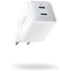 Anker Nano 521 Caricatore USB C 40W, Compatto PIQ 3.0 a Doppia Porta USB-C, Compatibile con iPhone 17 Pro Max/Serie 16-12, iPad Mini, MacBook Air e altro (Bianco)