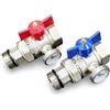 Wärmer System 1'' Riscaldamento a pavimento Collettore Valvola a sfera con termometro Rosso Blu Maniglia